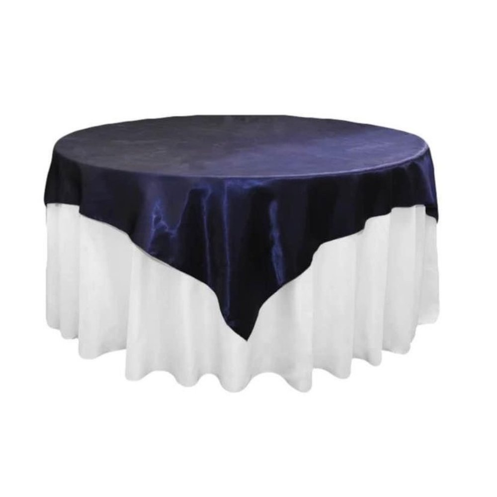 Navy BLUE Square 72" Satin Table Overlay Wedding Dining Tablecloth - New